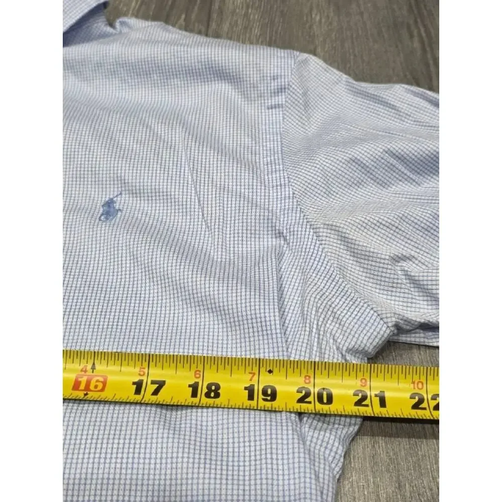 Polo Ralph Lauren blue cotton check shirt button down w/ logo Large A005922